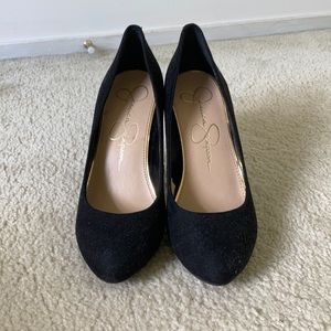 Jessica Simpson Black Faux Leather Malia Pumps